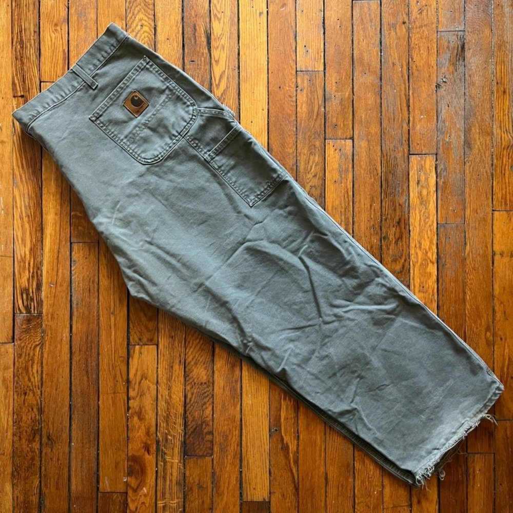 Vintage 90s Carhartt B11 MOS Men Grey Distressed Utility Hammer Loop Jeans Pants